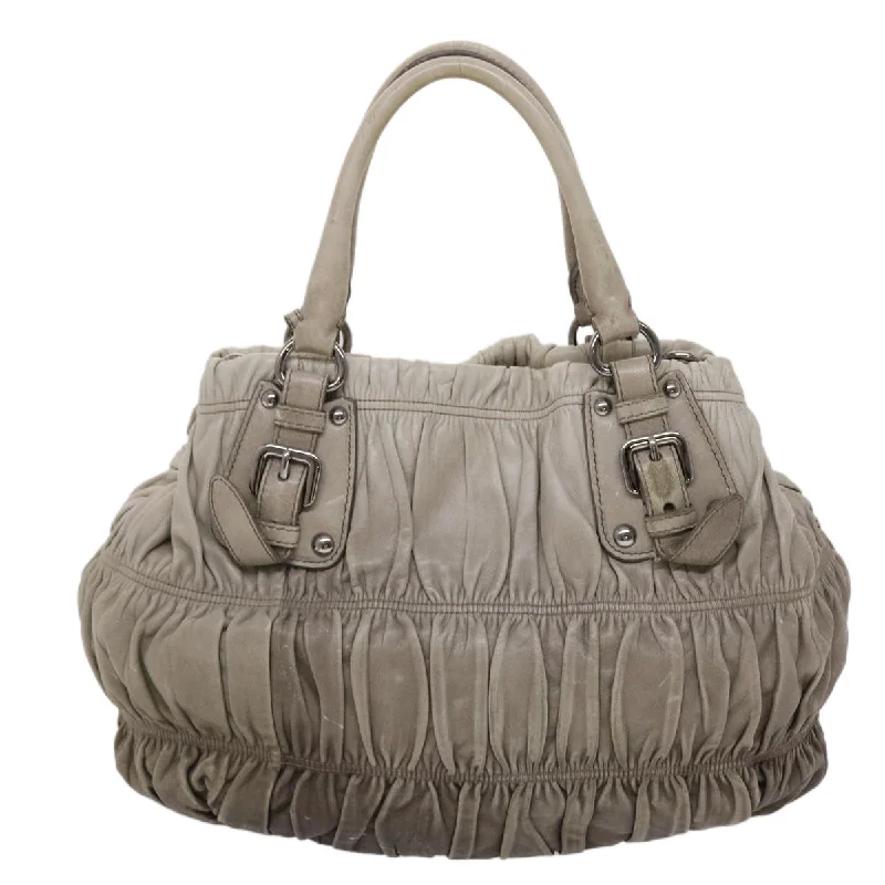 PRADA Hand Bag Leather 2way Gray  am4653