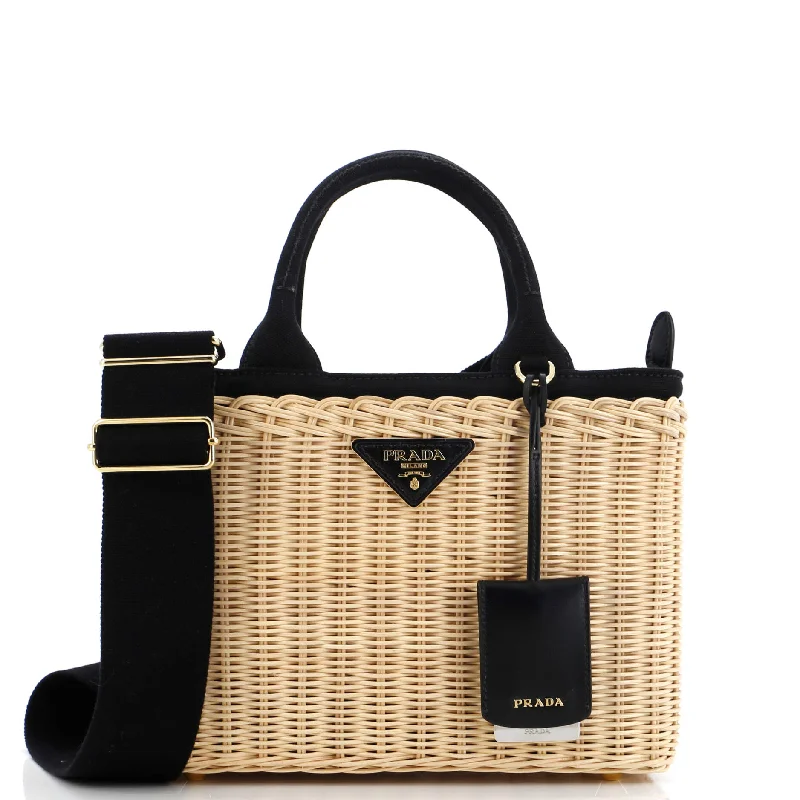 Basket Bag Wicker with Canapa Small