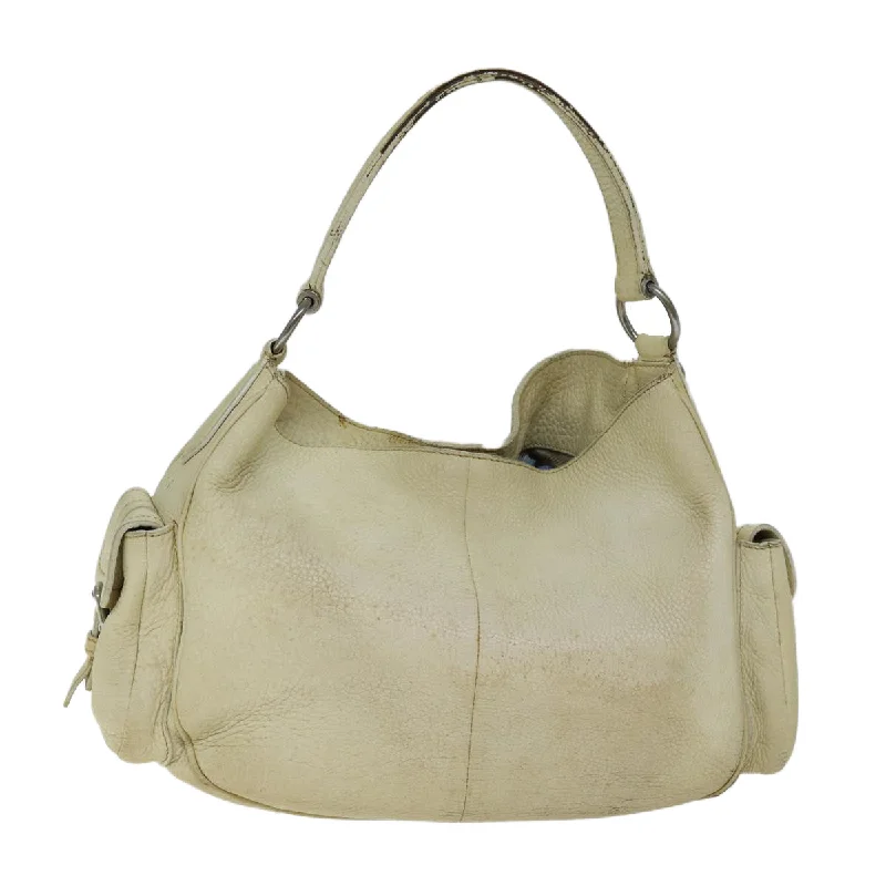 PRADA Shoulder Bag Leather Cream  74644