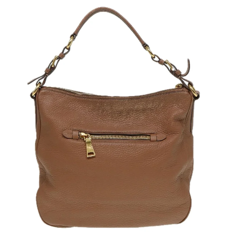 PRADA Shoulder Bag Leather Gold Brown  ep5379