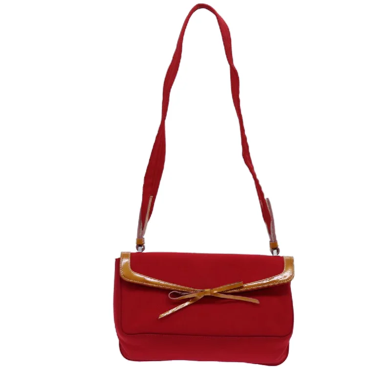 PRADA Shoulder Bag Canvas Red  ep4056