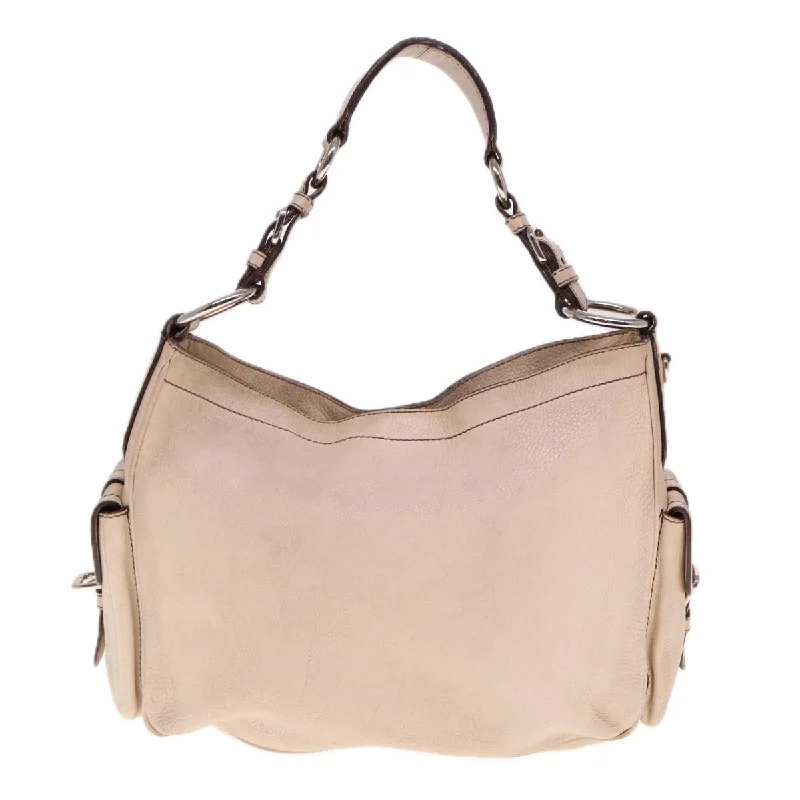 PRADA Shoulder Bag Leather Beige  am6349