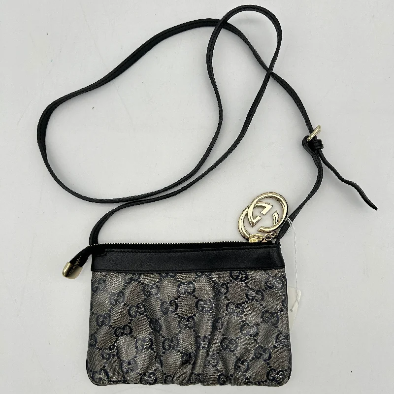 Gucci Interlocking G GG Glitter Supreme Shoulder Bag Black Navy Blue