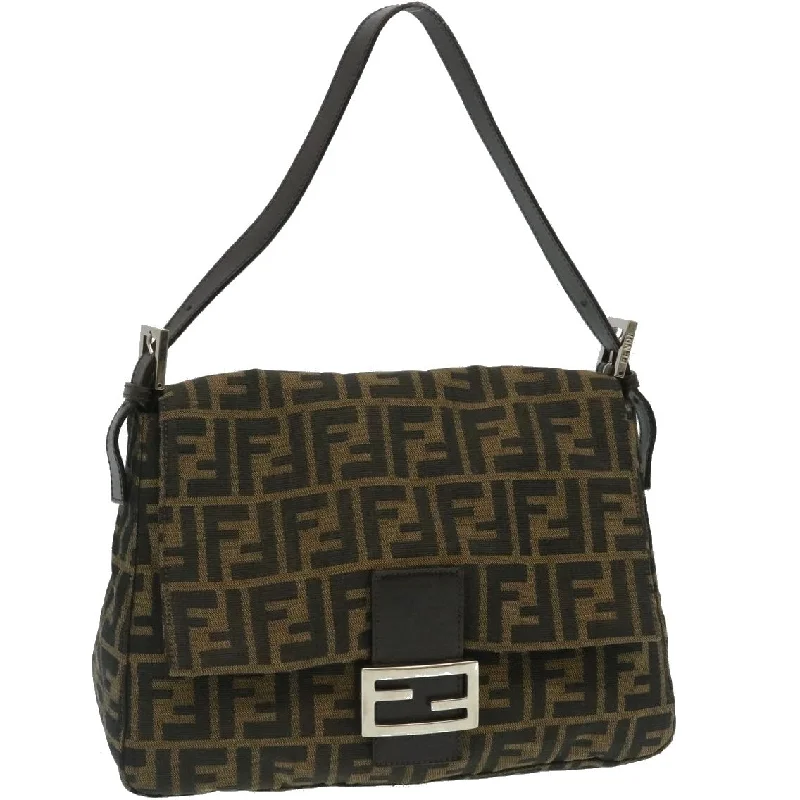 FENDI Zucca Canvas Mamma Baguette Shoulder Bag Brown Black  lt358