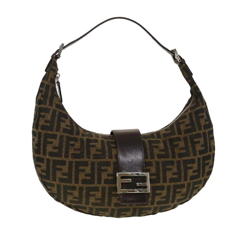 FENDI Zucca Canvas Mamma Baguette Shoulder Bag Brown Black  43169