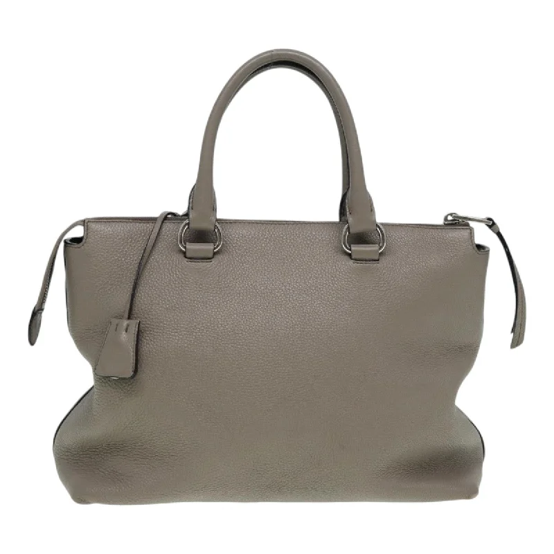 PRADA Hand Bag Leather Gray Silver  bs16963