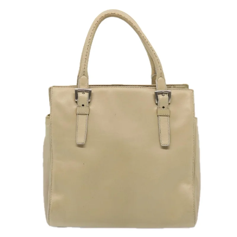 PRADA Hand Bag Leather Beige  bs16865