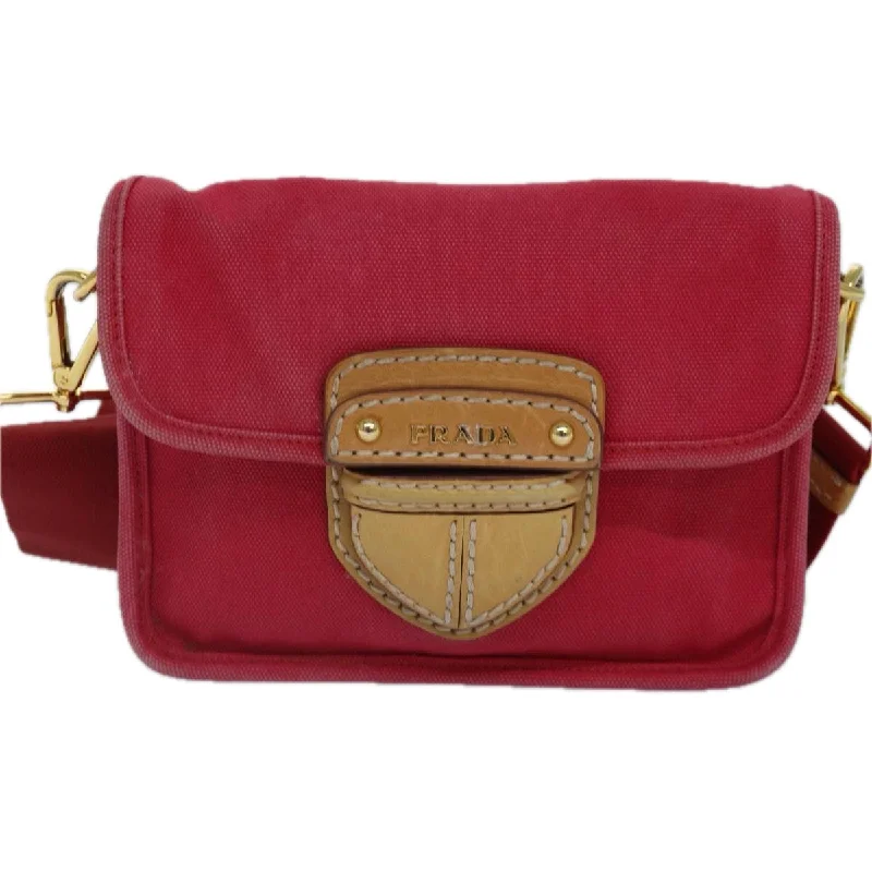 PRADA Shoulder Bag Canvas Red  bs16823