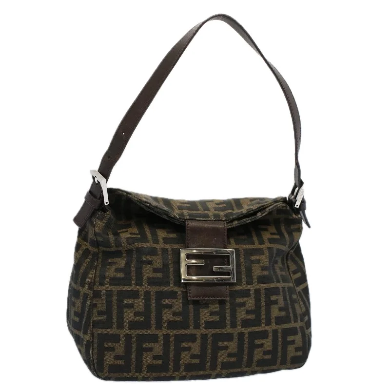 FENDI Zucca Canvas Mamma Baguette Shoulder Bag Black Brown  bs10105