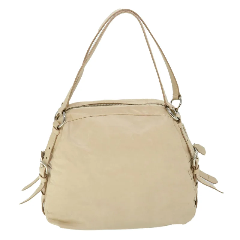 PRADA Shoulder Bag Leather Beige  yk8302