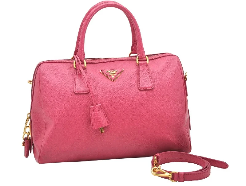 Authentic PRADA Saffiano Leather Nappa 2Way Shoulder Hand Bag Purse Pink 4689K