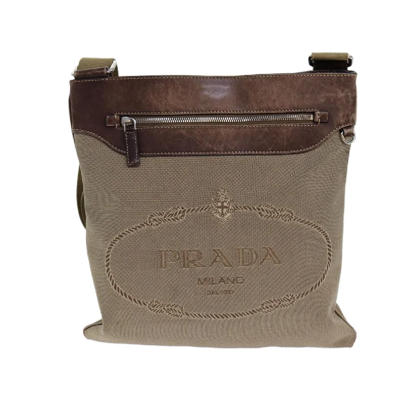 PRADA Shoulder Bag Canvas Beige  83253