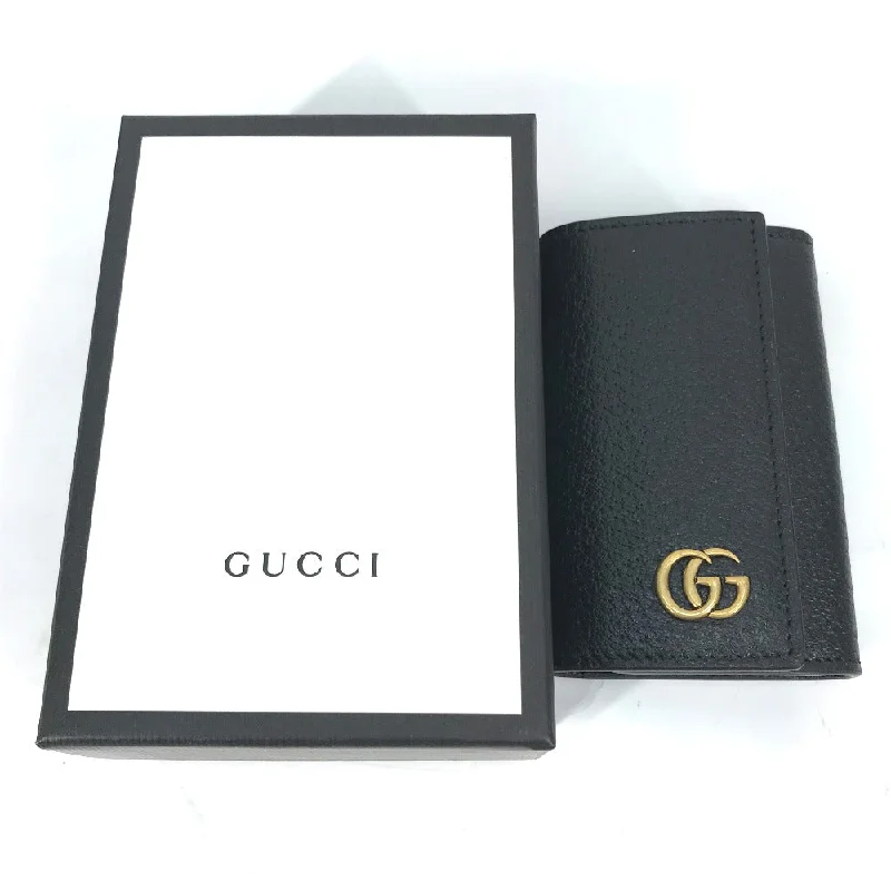 GUCCI Key case Key holder  435305 leather black GG Marmont six hooks Women Used