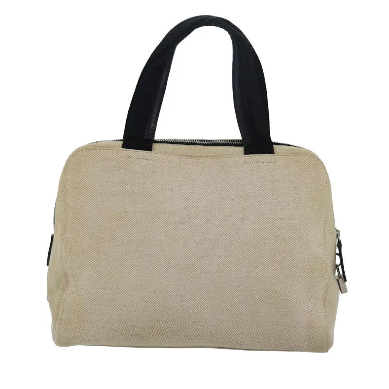 PRADA Hand Bag Canvas Beige  ar12140