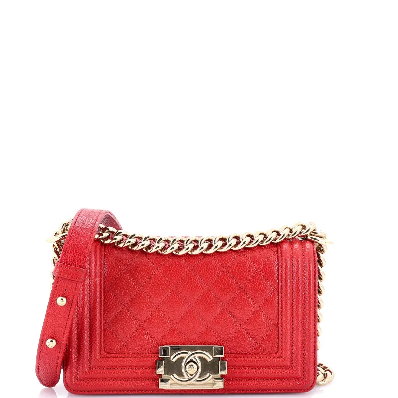 Boy Flap Bag Quilted Caviar Small