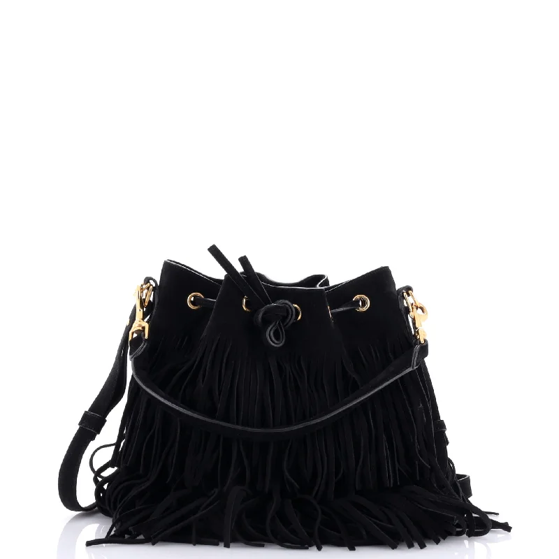 Fringe Emmanuelle Bucket Bag Suede Medium