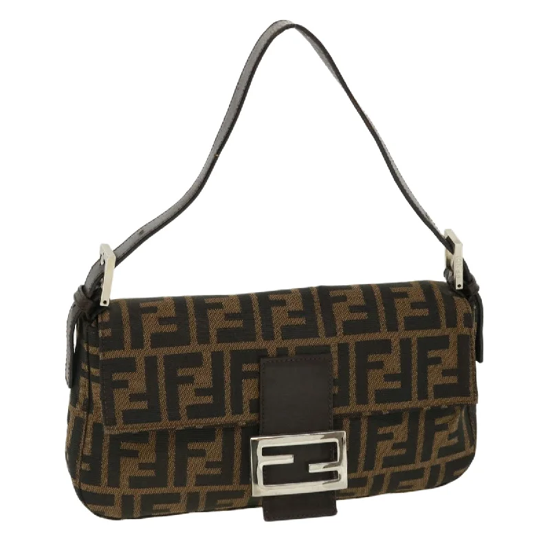 FENDI Zucca Canvas Mamma Baguette Shoulder Bag Brown Black  35660