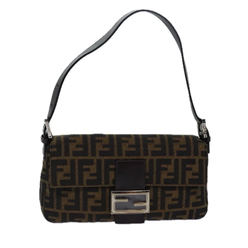 FENDI Zucca Canvas Mamma Baguette Shoulder Bag Brown Black  ki4559A