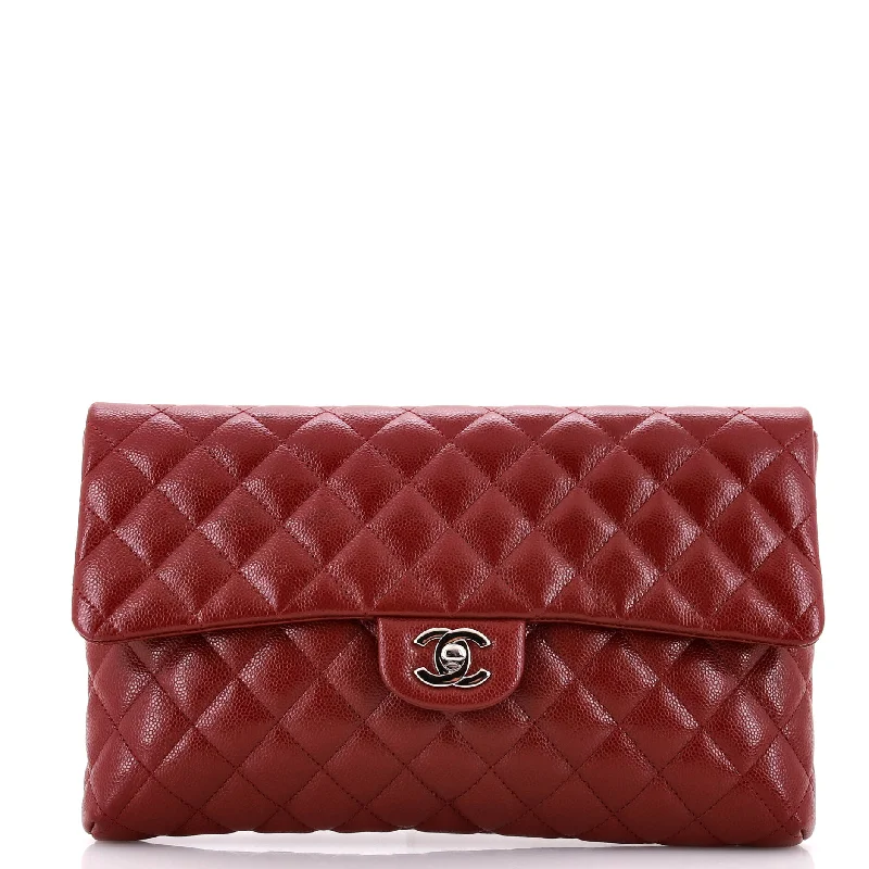 Classic Flap Clutch Quilted Caviar