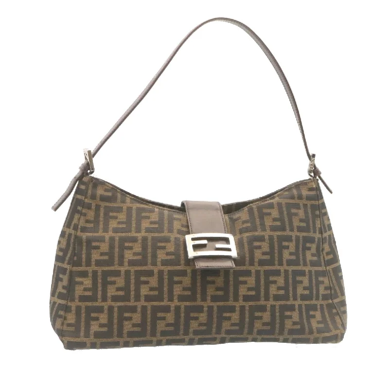 FENDI Zucca Canvas Mamma Baguette Shoulder Bag Brown Black  ki1362