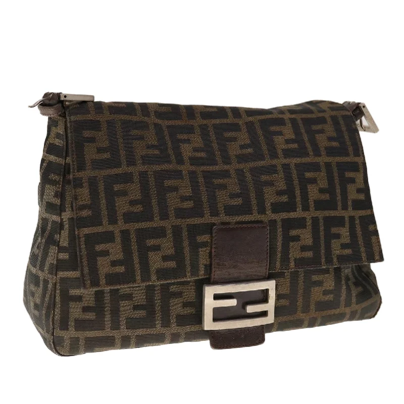 FENDI Zucca Canvas Mamma Baguette Shoulder Bag Brown Black  yk10323