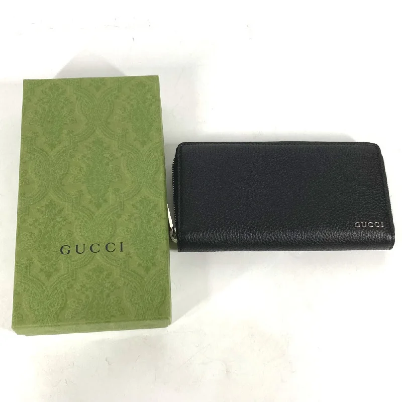 GUCCI Long Wallet Purse 771154 leather black Long wallet logo zip around wallet mens Used