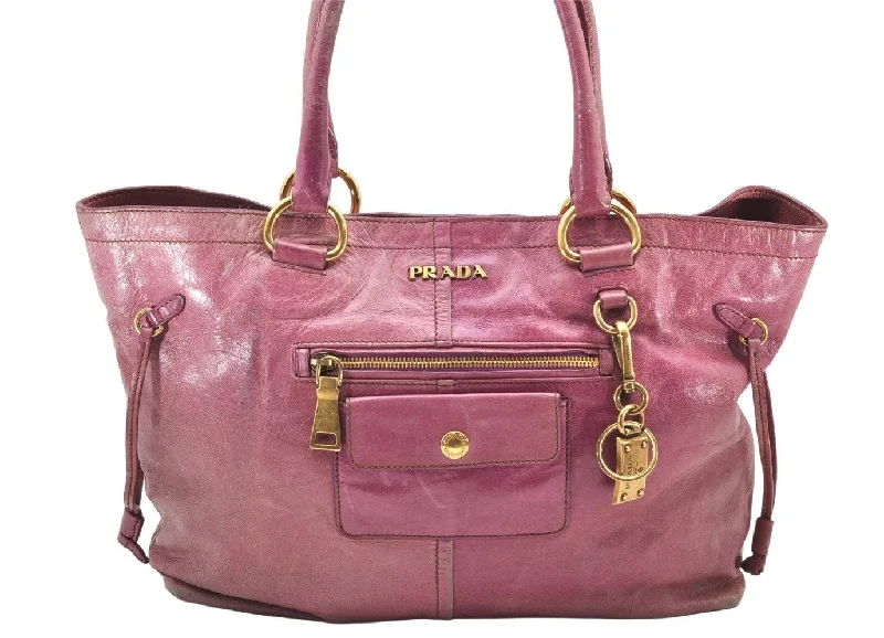 Authentic PRADA Vintage Leather Shoulder Tote Bag Pink 3904K