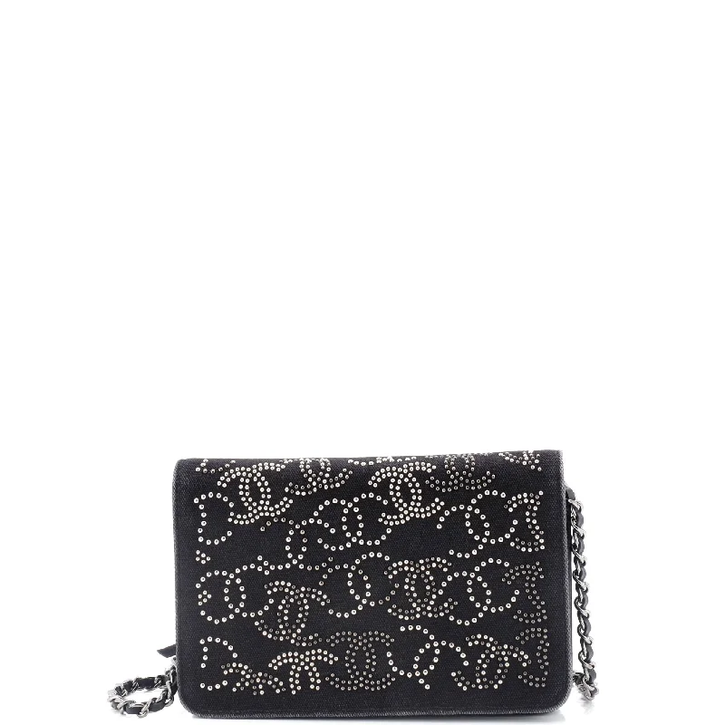 Paris-Shanghai Wallet on Chain Studded Canvas