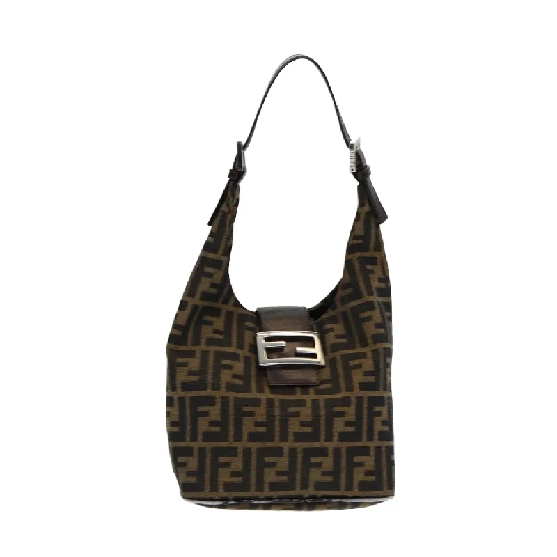 FENDI Zucca Canvas Mamma Baguette Shoulder Bag Brown Black  am6561