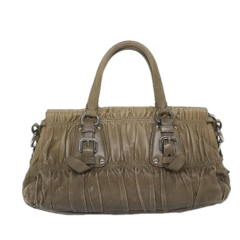 PRADA Hand Bag Leather Brown  ar10960B