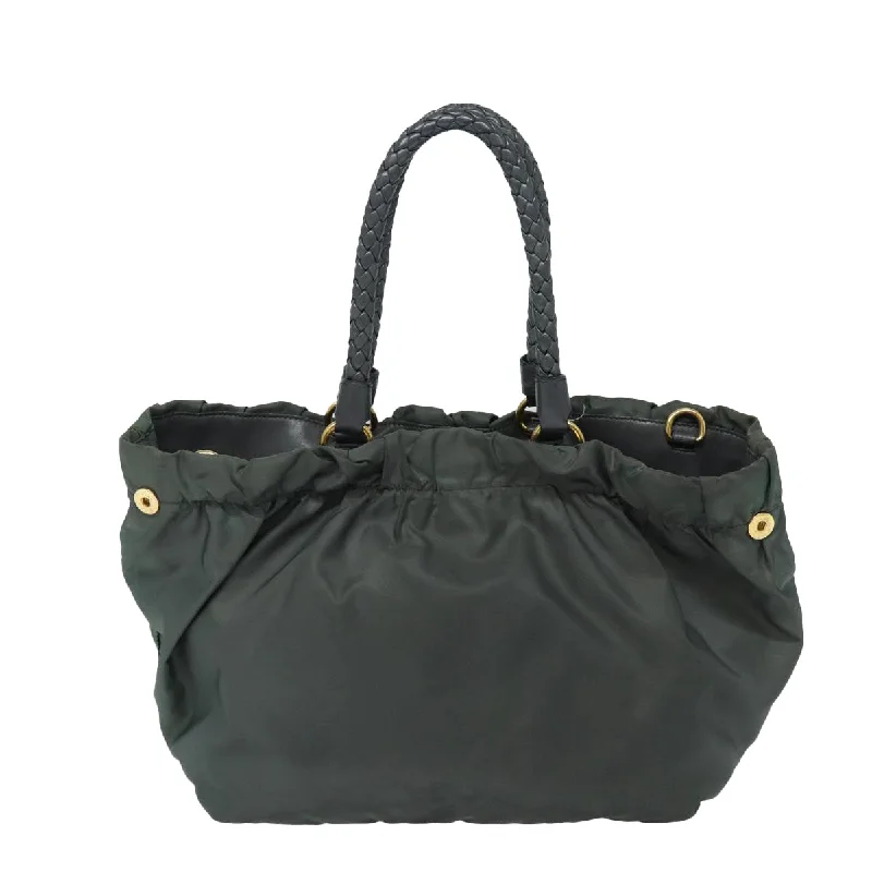 PRADA Hand Bag Nylon 2way Khaki Gold  85700