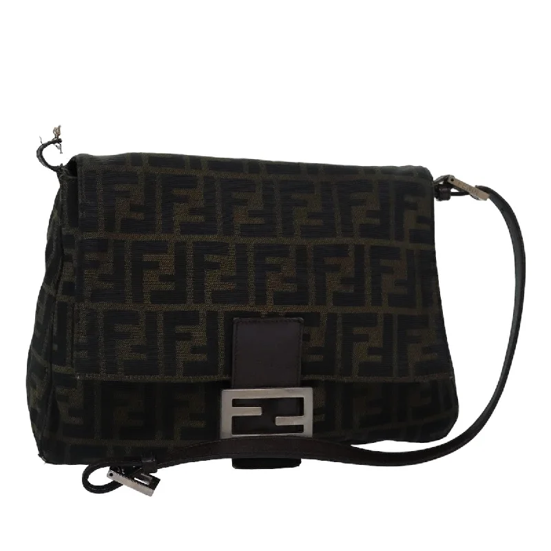 FENDI Zucca Canvas Mamma Baguette Shoulder Bag Brown Black  83447