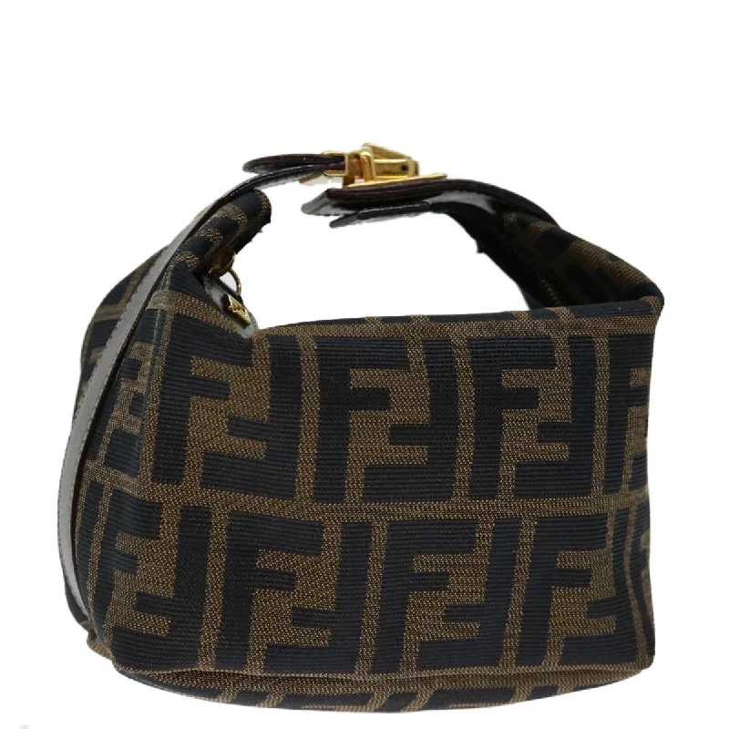 FENDI Zucca Canvas Mini Hand Bag Brown Black  am5975