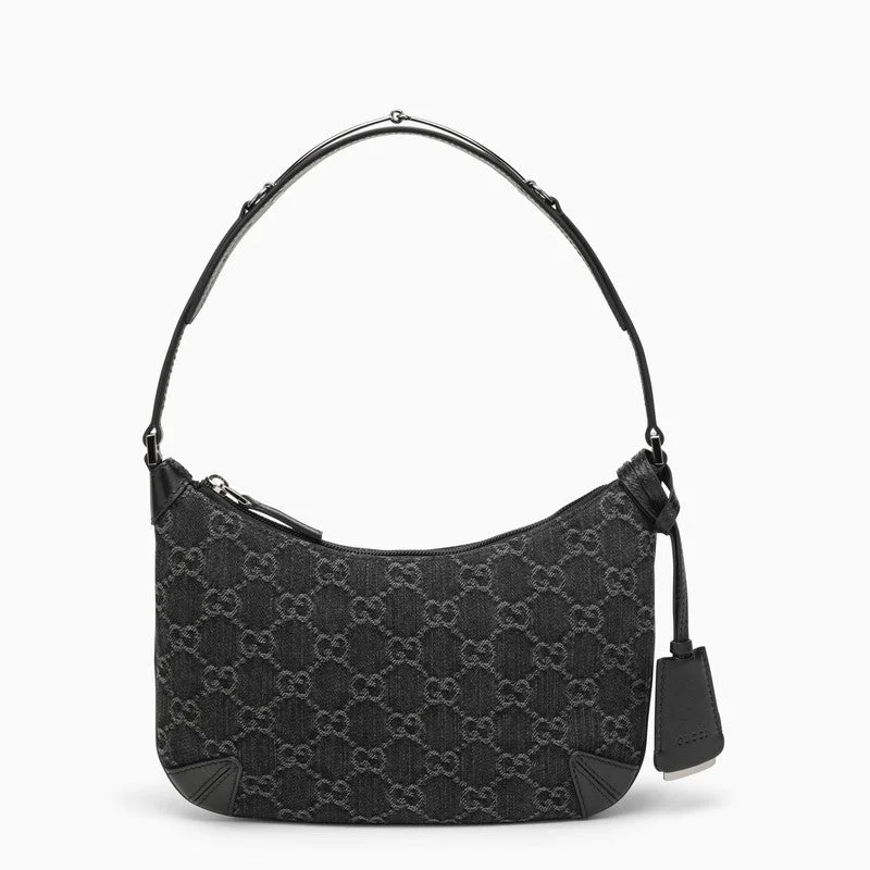 Gucci Horsebit Small Shoulder Bag Black/Grey Women