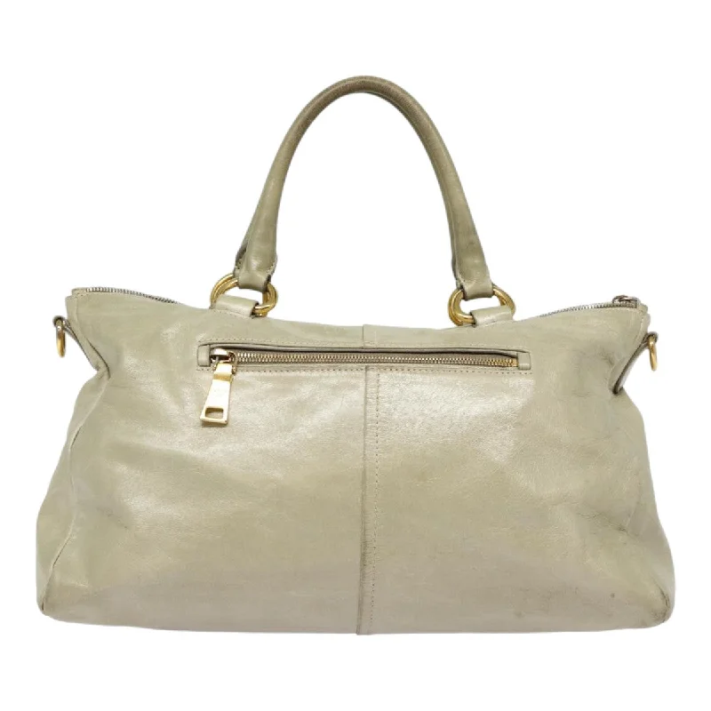 PRADA Hand Bag Leather 2way Gray Gold  bs17213