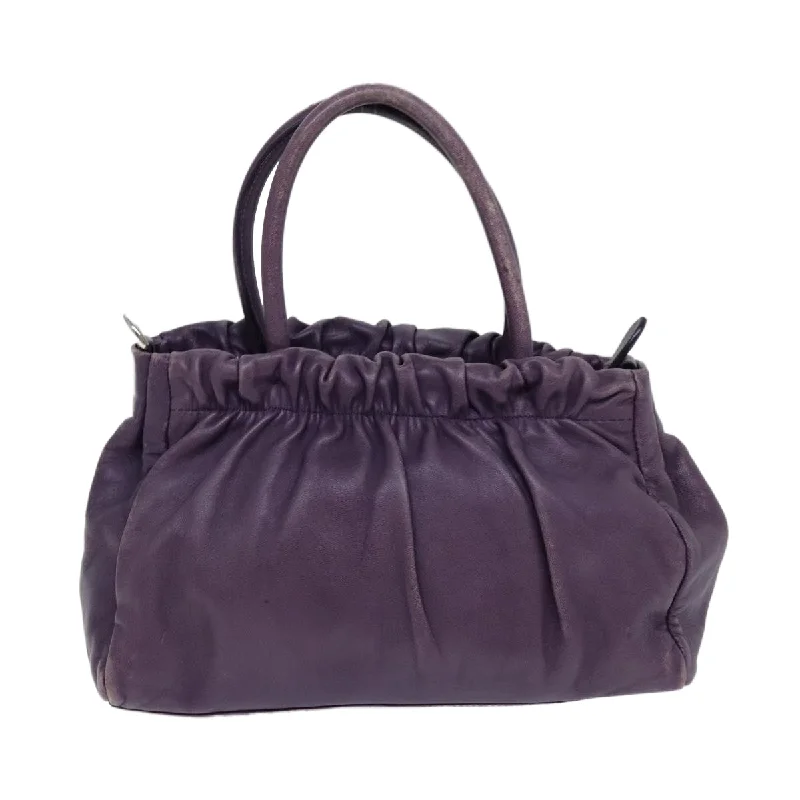 PRADA Hand Bag Leather Purple  79217