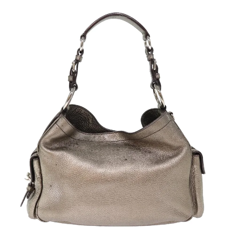 PRADA Shoulder Bag Leather Silver  ep4586