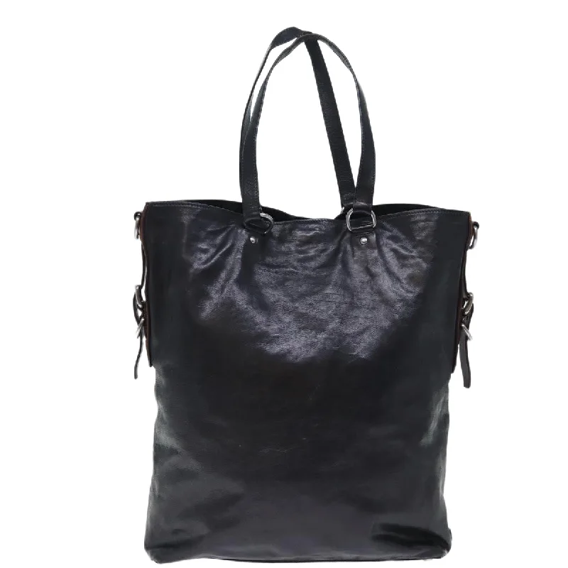 PRADA Hand Bag Leather 2way Black Brown  70864