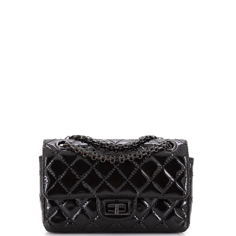 Double You CC Flap Clutch with Chain Quilted Denim