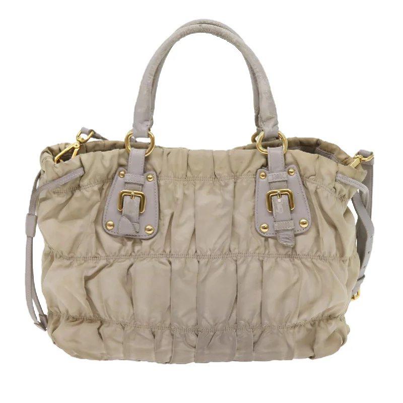 PRADA Hand Bag Nylon 2way Beige  ac2285