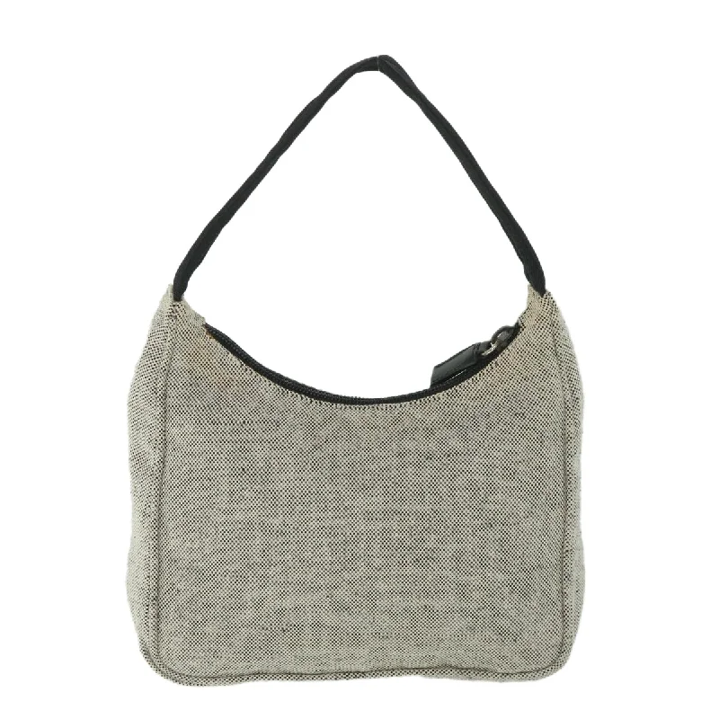 PRADA Hand Bag Canvas Gray  yk9122