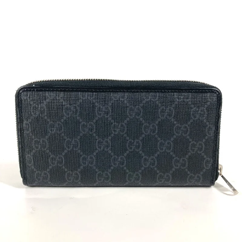 GUCCI Long Wallet Purse 673003 GG Supreme Canvas black GG Supreme Interlocking G zip-around wallet mens Used