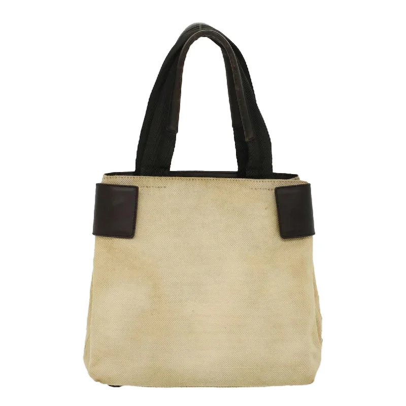 PRADA Hand Bag Canvas Beige  cl705