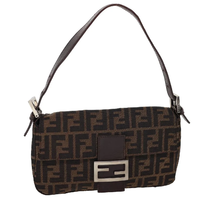 FENDI Zucca Canvas Mamma Baguette Shoulder Bag Brown Black  yk3888A