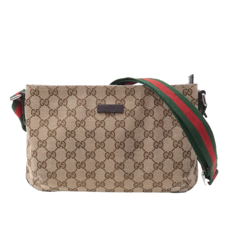 GUCCI Sherry GG Canvas Leather Crossbody Shoulder Bag 189749