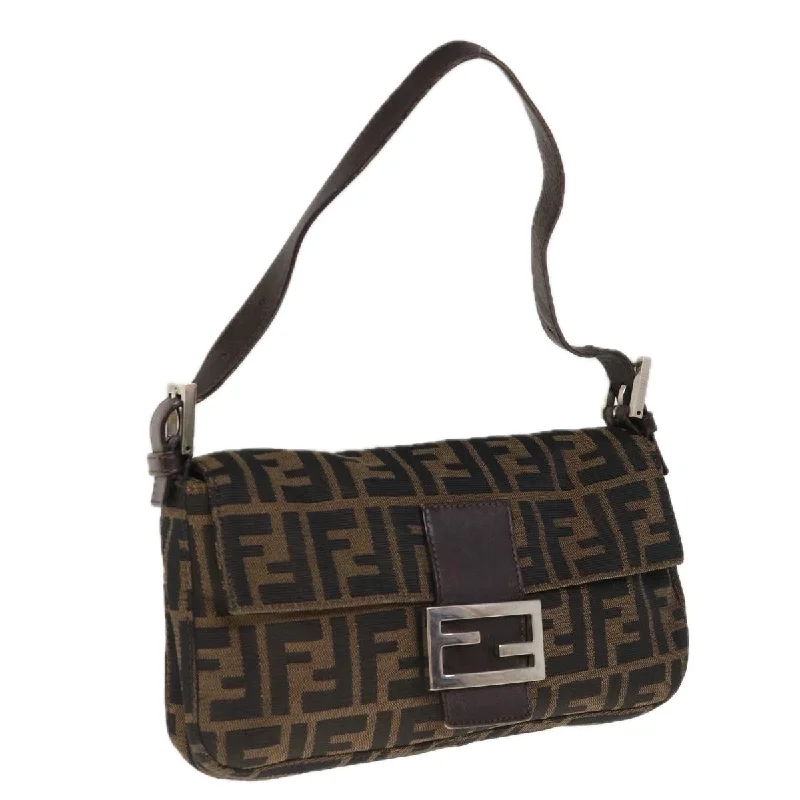 FENDI Zucca Canvas Mamma Baguette Shoulder Bag Brown Black  65243A