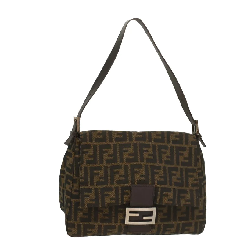 FENDI Zucca Canvas Mamma Baguette Shoulder Bag Brown Black  55001