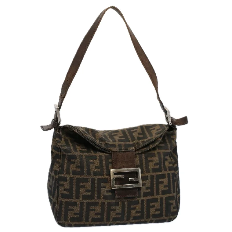 FENDI Zucca Canvas Mamma Baguette Shoulder Bag Black Brown  ep2428