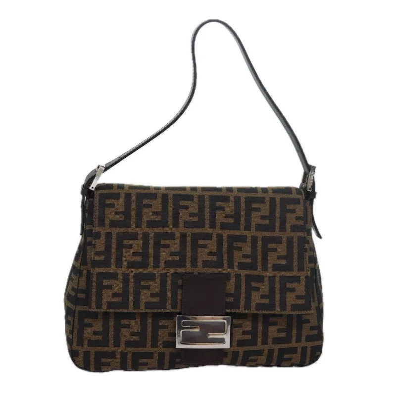 FENDI Zucca Canvas Mamma Baguette Shoulder Bag Brown Black  am6643A