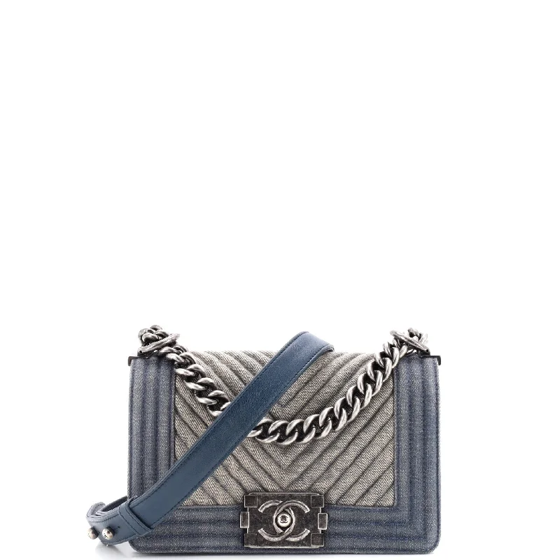 Boy Flap Bag Chevron Denim Small